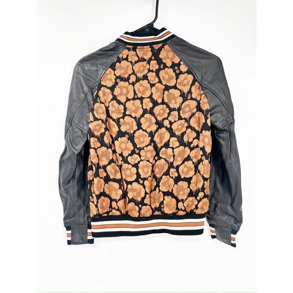 Coach 1941 Shrunken Wild Beast Satin Jacquard Floral Leather Bomber Jacket 00 - Picture 3 of 6